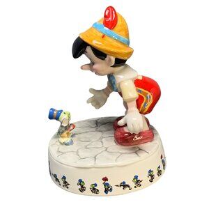 Pinocchio & Jiminy Cricket Musical Figurine Vintage Schmid Porcelain Collectible